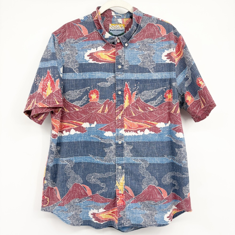 Reyn Spooner Mens National Parks Volcano Hawaii Aloha Button Down Camp Shirt XL
